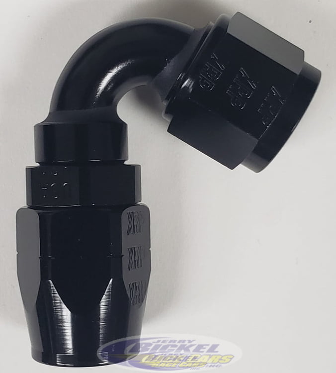 -8 120&ordm; Double Swivel Hose End - Aluminum - Black Anodized