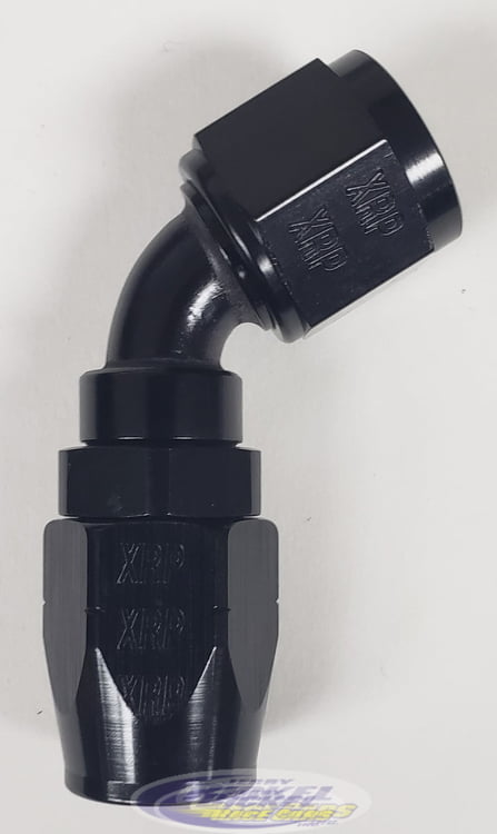 -12 60&ordm; Double Swivel Hose End - Aluminum - Black Anodized